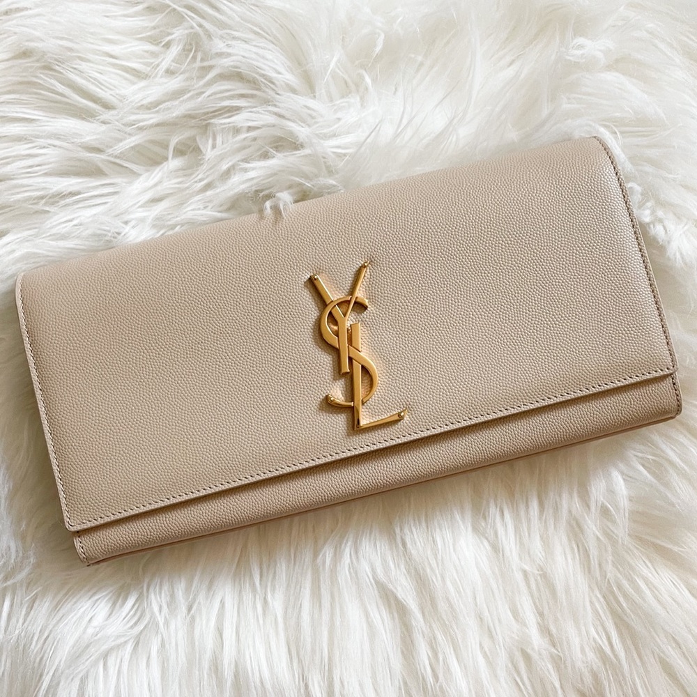YSL nude leather clutch